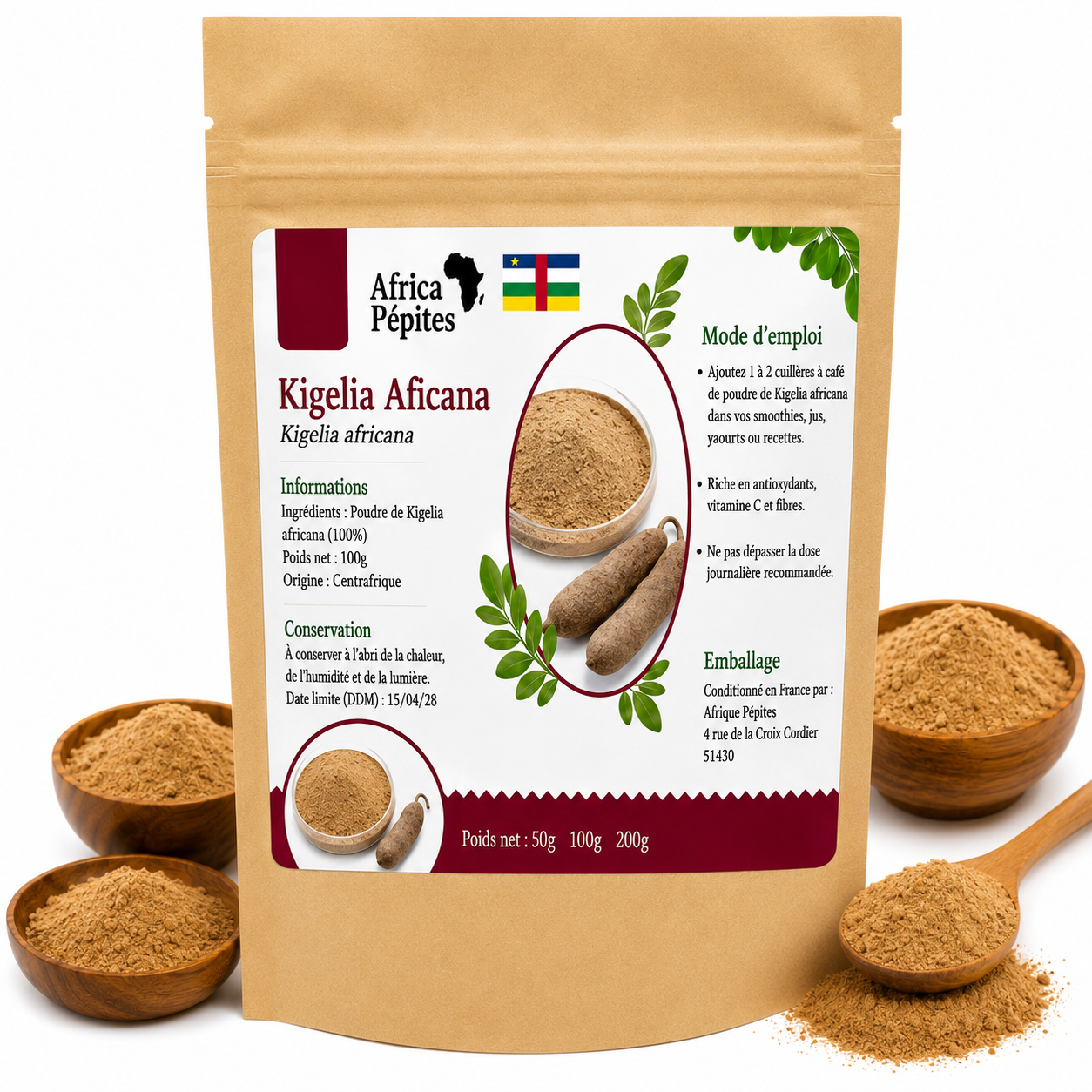 Poudre de Kigelia Africana (Arbre à Saucisses)